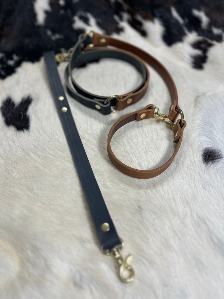 Buffalo Leather Dog Leash - Two-Tone