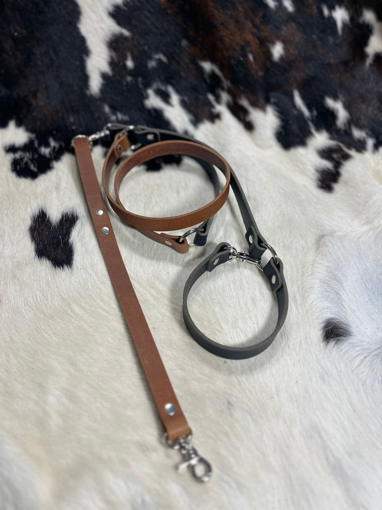 Buffalo Leather Dog Leash - Two-Tone